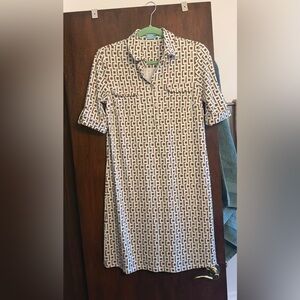 J. McLaughlin Mint and Brown Geometric Patterned Dress